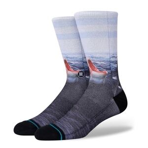 NWT Stance Medium Landlord Casual Crew Socks Men 6-8.5 Women 8-10.5 Shark Jaws